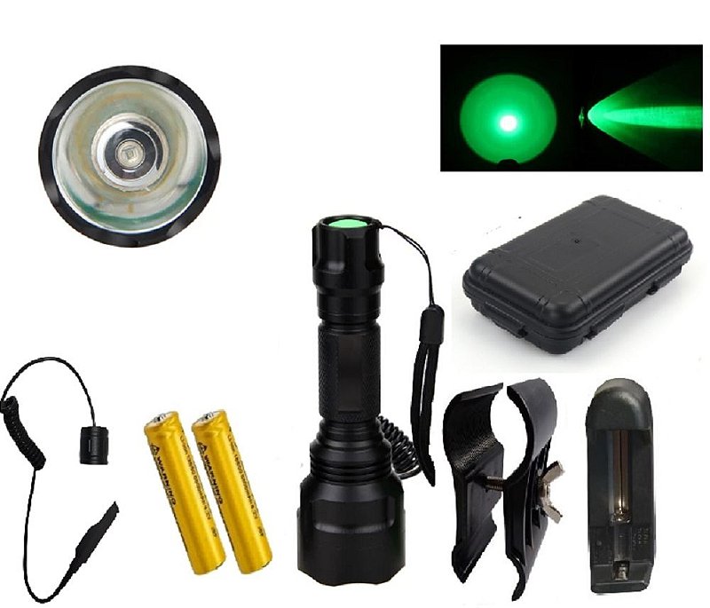 Lanterna Com 1 Modo De Luz Verde Caça Carabina Rifle Airsoft