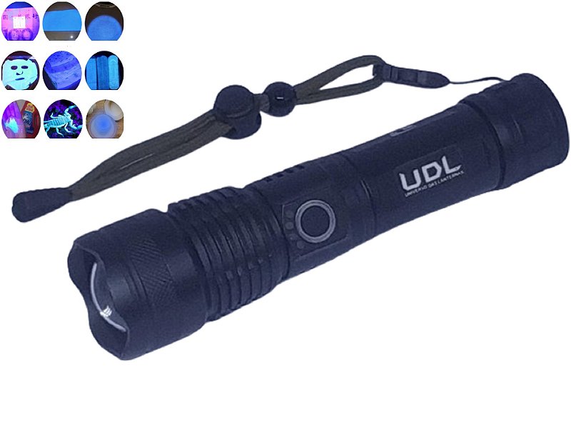 Lanterna UDL Inspeção Luz Negra T9 Ultra Uv 365 - 395 Nanometro Recarregável