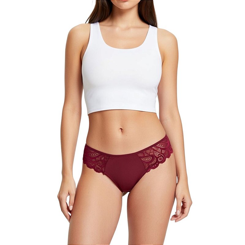Calcinha Fio Dental Básica em Microfibra e Renda Vera