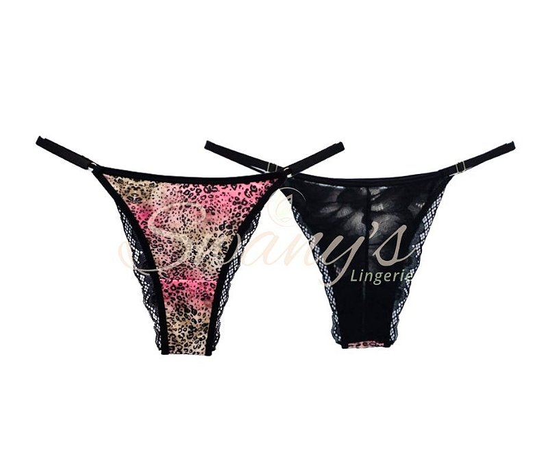 Calcinha Tanga String de Microfibra e Renda Paula