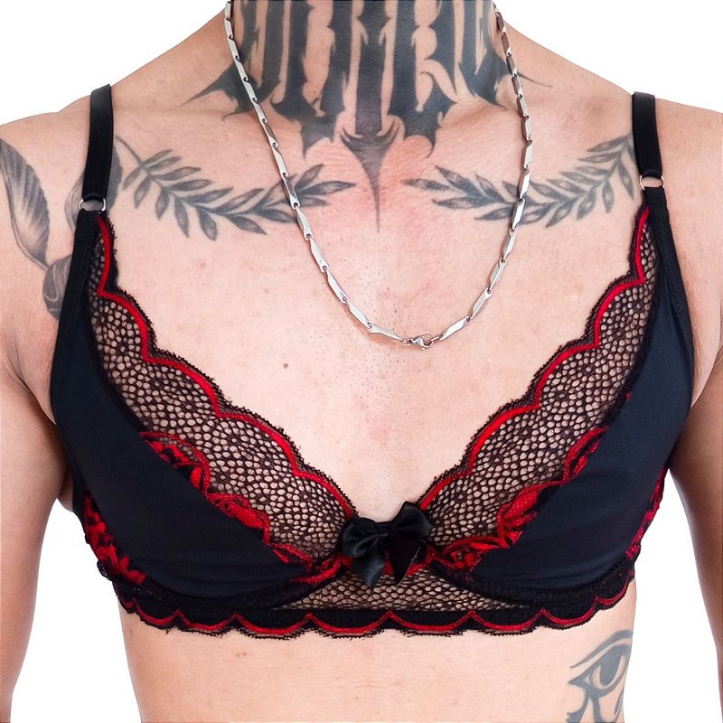 Sutiã Masculino em Microfibra e Renda Cris