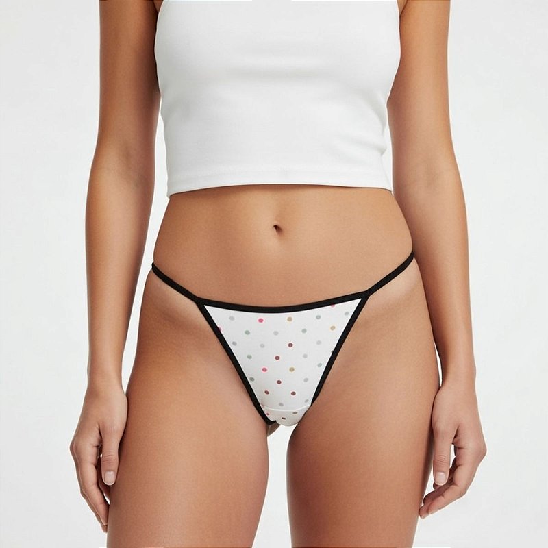 Calcinha Fio Dental de Algodão com Renda String Feminina Confortável