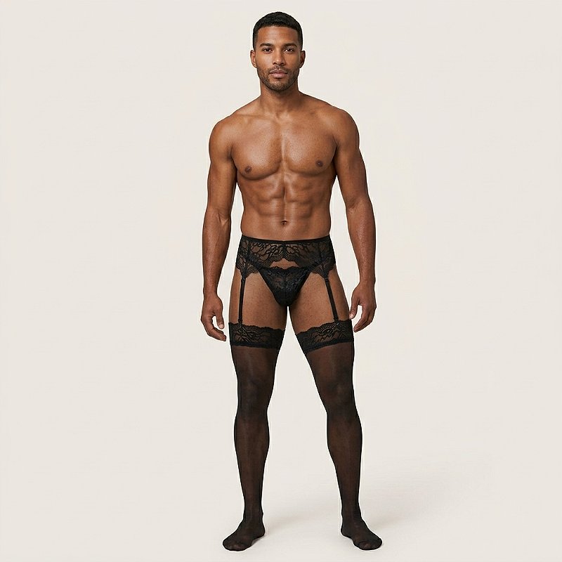 Cinta-Liga Masculina de Renda com Calcinha Sensual