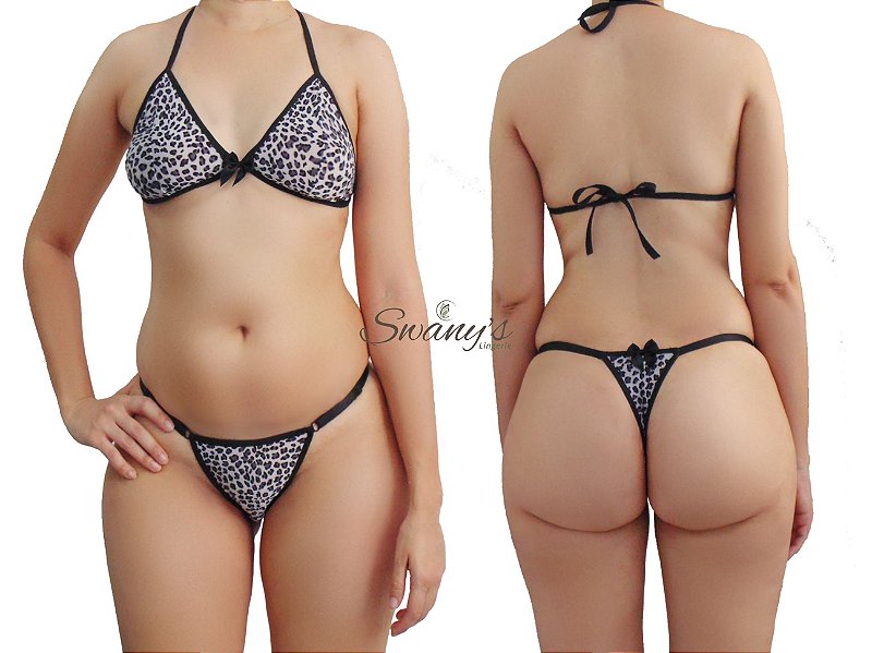 Conjunto Lingerie Erótico com Estampa de Oncinha