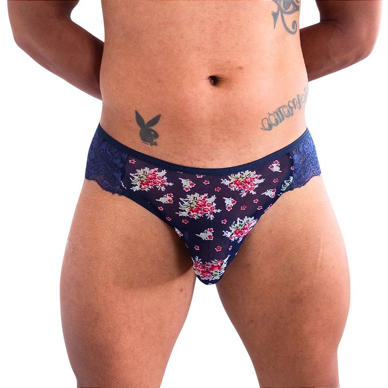 Calcinha Masculina em Tule e Renda Ricardo