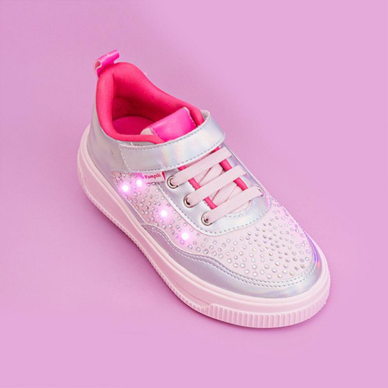 Tênis de Led Infantil Pampili XP 21 Iluminar Rosa e Pink Perollas