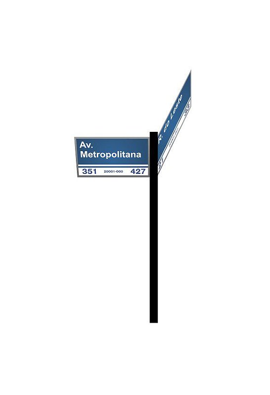 Placa de esquina HO com nomes de vias, CEP e numeração - E