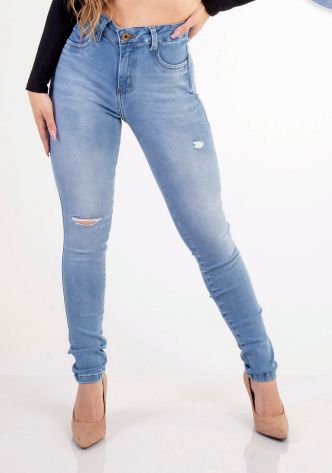 Calça Jeans Skinny Cropped Chapa Barriga