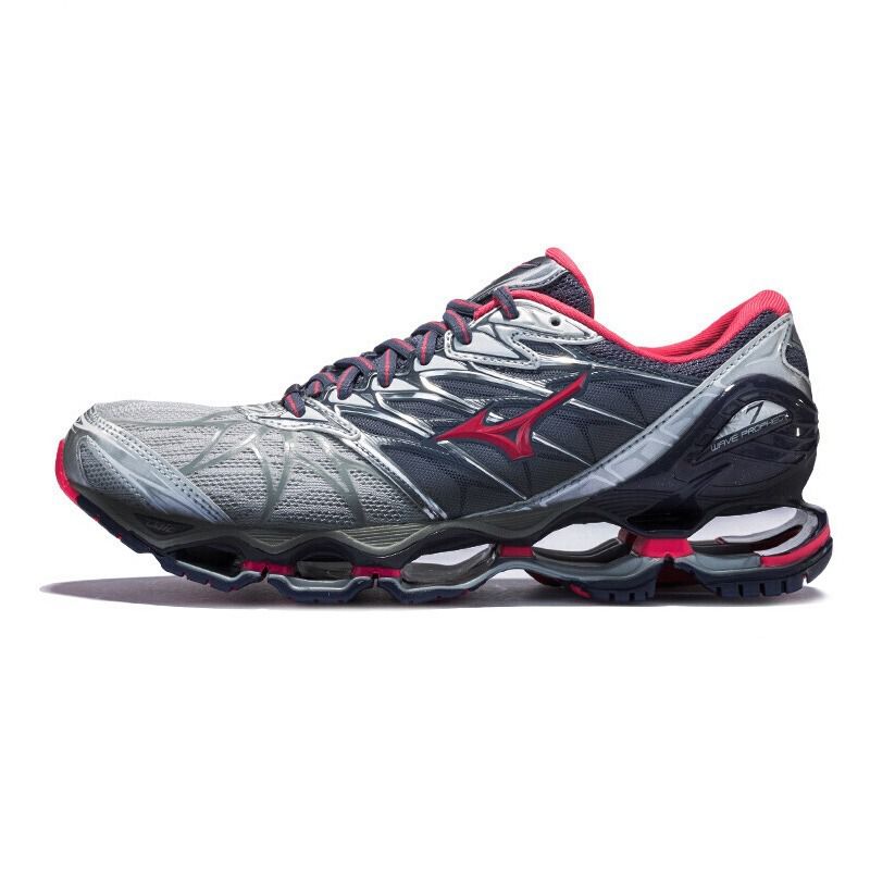 mizuno prophecy 7 feminino cinza e rosa