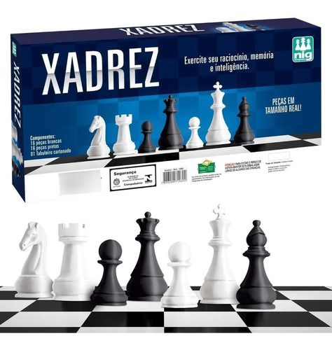 Jogo Xadrez Para Iniciantes Peças Grande 37x37 Nig brinquedo