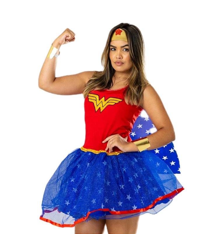 Wonder Woman Vestido Mulher Maravilha Adulto Fantasia Mulher
