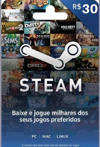 Comprar aqui seu Cartão Steam Card Pré-pago R$ 30 Reais ...