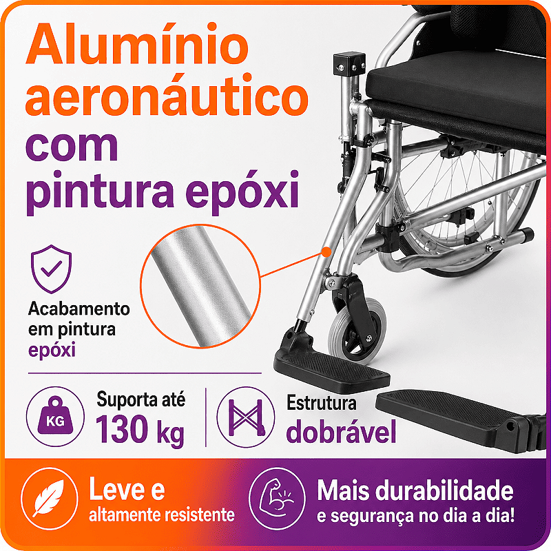 Cadeira De Rodas Reclinável Tetra D700 Até 130kg - Dellamed