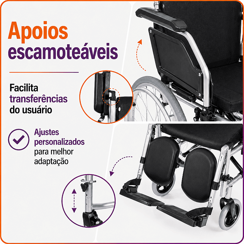 Cadeira De Rodas Reclinável Tetra D700 Até 130kg - Dellamed
