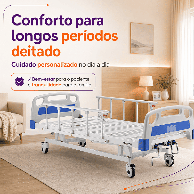 Cama Hospitalar Manual 3 Movimentos DX3 Dellamed 200 kg