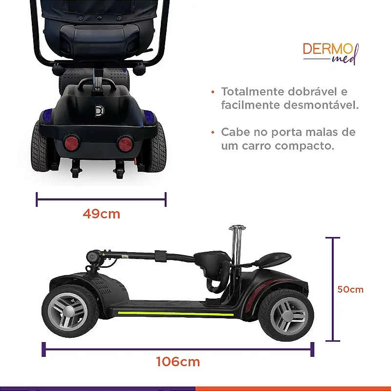 Scooter Elétrica Preta Modelo LB Ligth Até 136 Kg - Dellamed