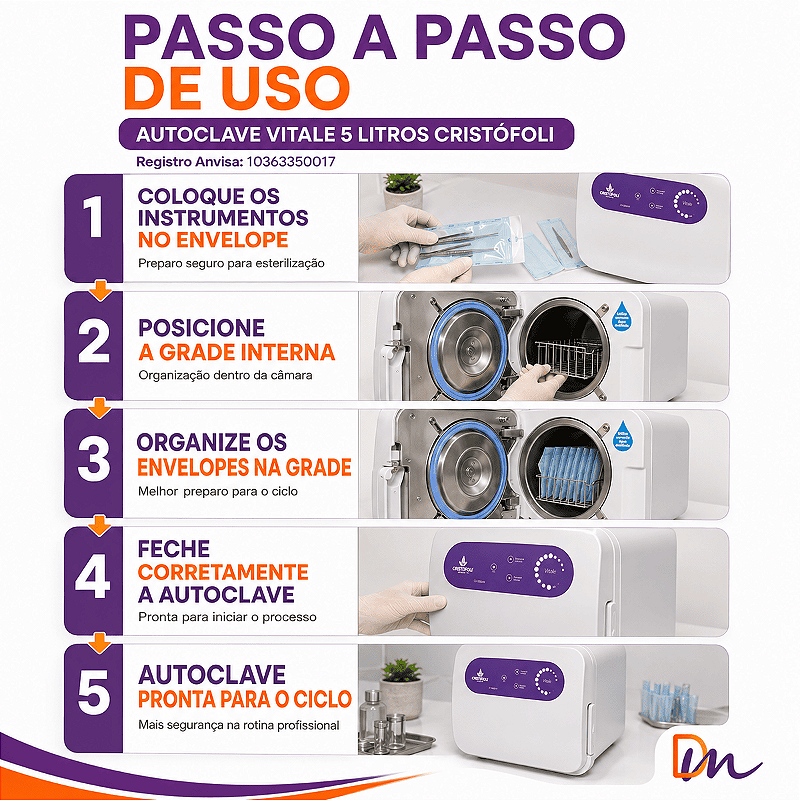 Autoclave Vitale Inox 5 Litros Lilás Bivolt + Mini Incubadora - Cristófoli
