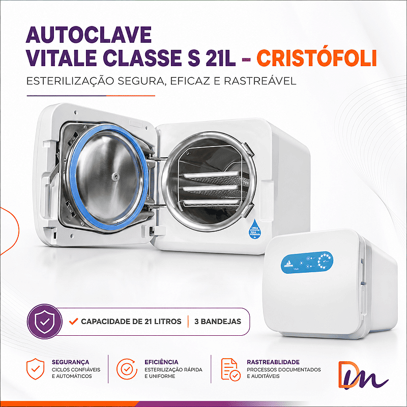 Autoclave Vitale Class 21L Inox Bivolt + Acessórios - Cristófoli