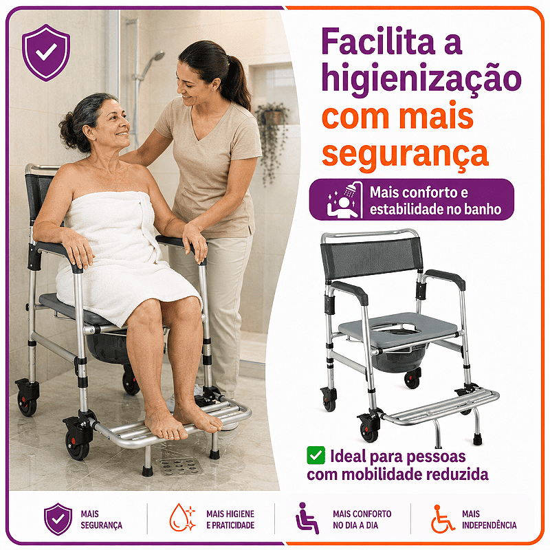 Cadeira de Banho Em Alumínio Até 135kg Desmontável - Hidrolight