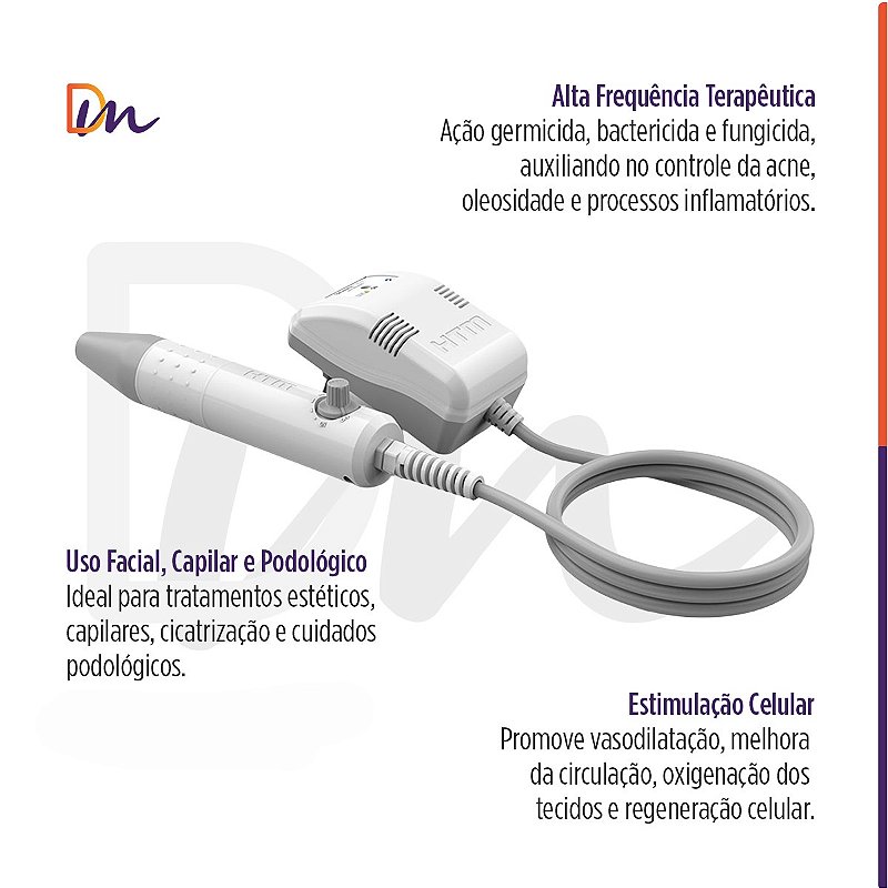 Alta Frequência Profissional HTM Beauty Face Bivolt 7 Eletrodos