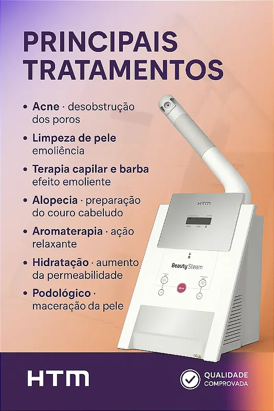Beauty Steam Vapor de Ozônio Facial Profissional com Aromaterapia e Carrinho para Estética HTM