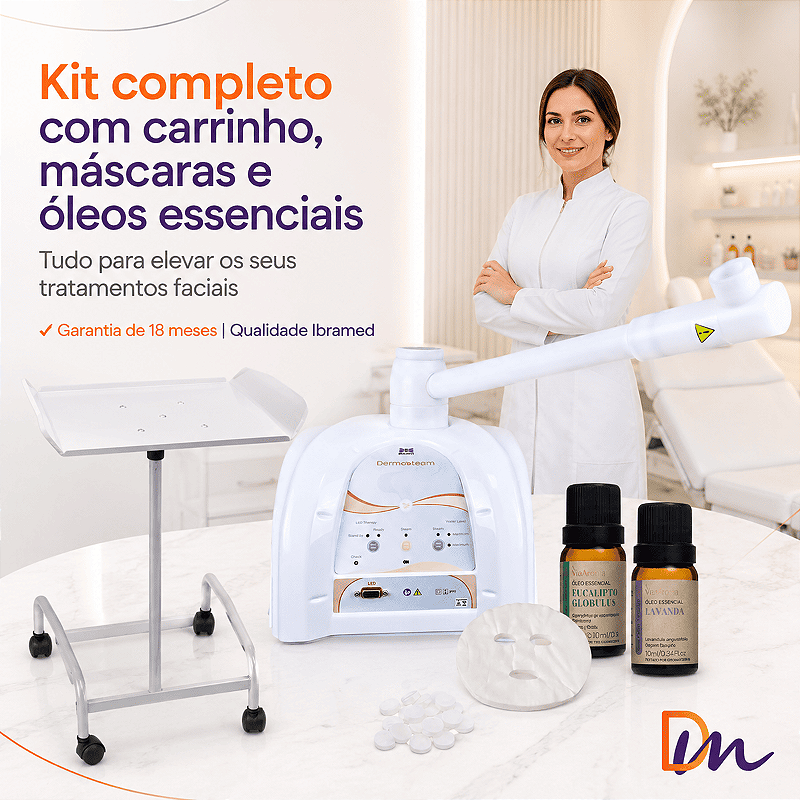 Novo Dermosteam Equipamento De Vapor De Ozônio + Carrinho - IBramed