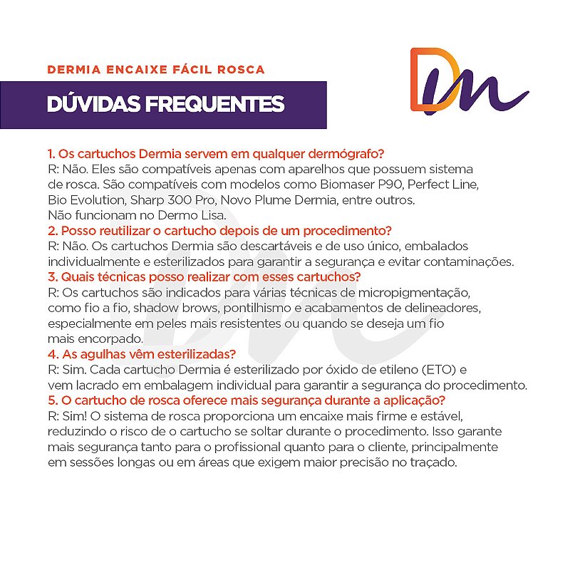 Agulhas Cartuchos Encaixe Fácil Rosca Caixa Com 10 Unidades - Dermia