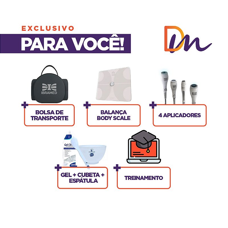 Novo Hooke Aparelho de Radiofrequência de Alta Frequência + 4 Aplicadores + Brindes - Ibramed