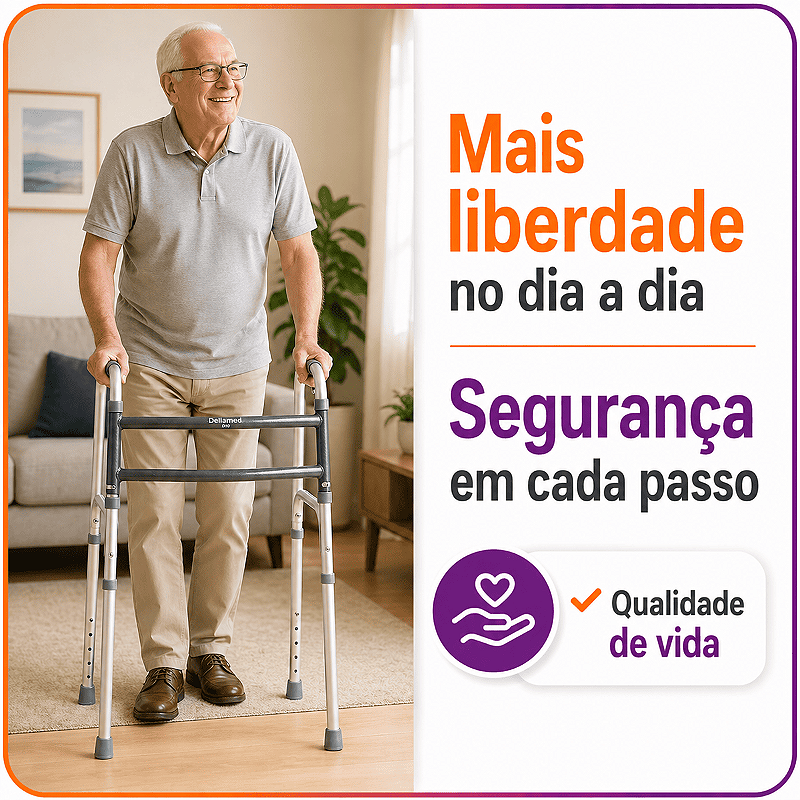 Andador D10 Em Alumínio 3 em 1 3 Barras Até 150 Kg - Dellamed