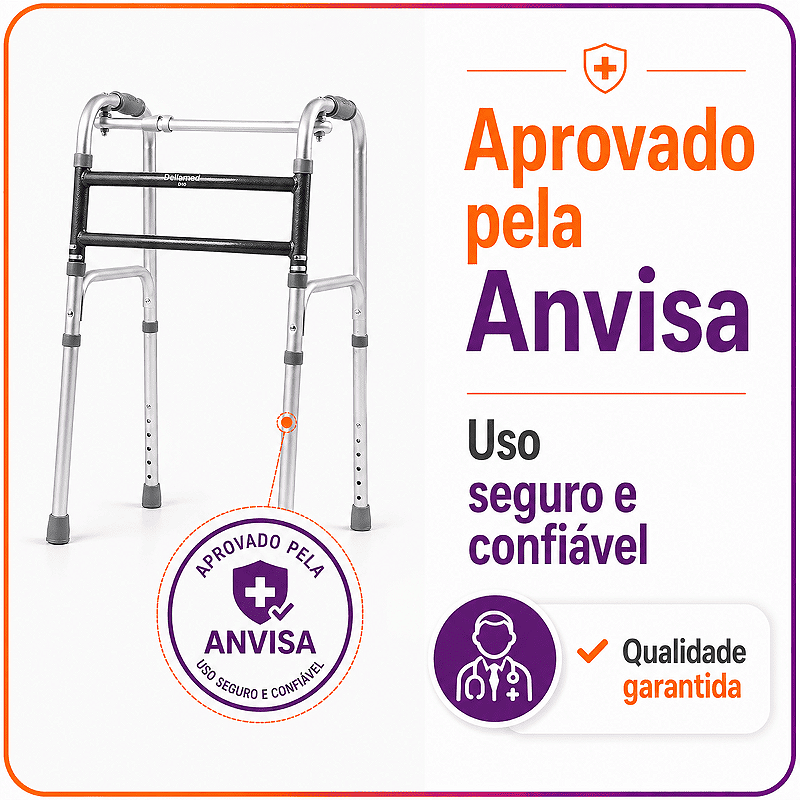 Andador D10 Em Alumínio 3 em 1 3 Barras Até 150 Kg - Dellamed