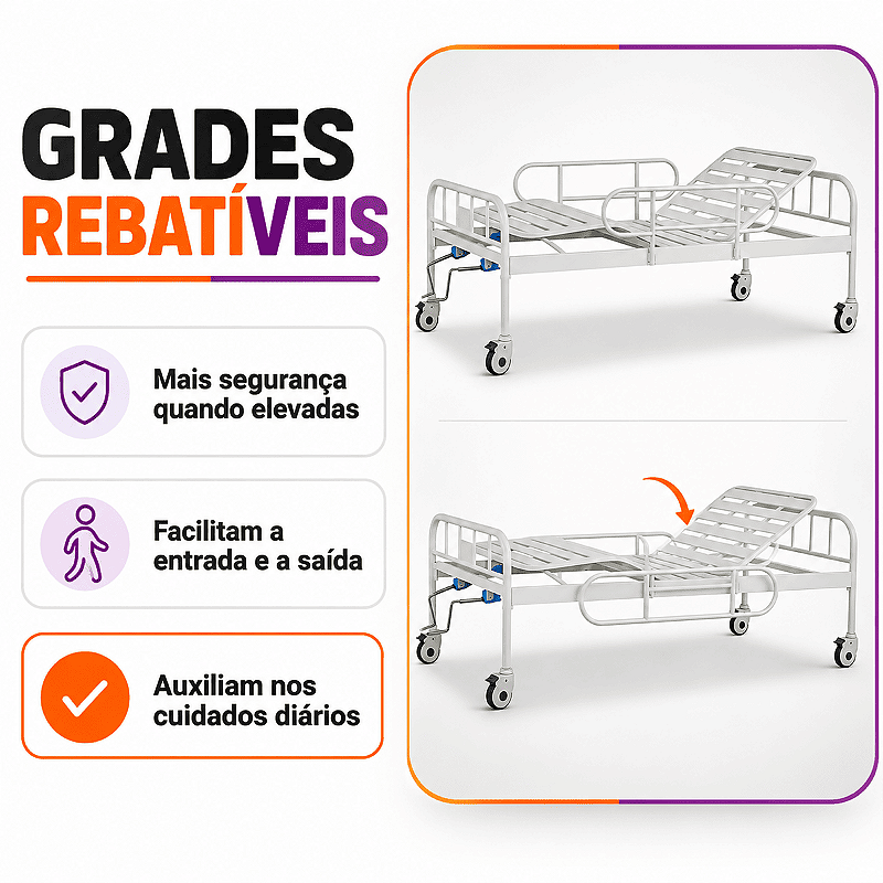 Cama Hospitalar 02 Manivelas Até 180 Kg - Supermedy