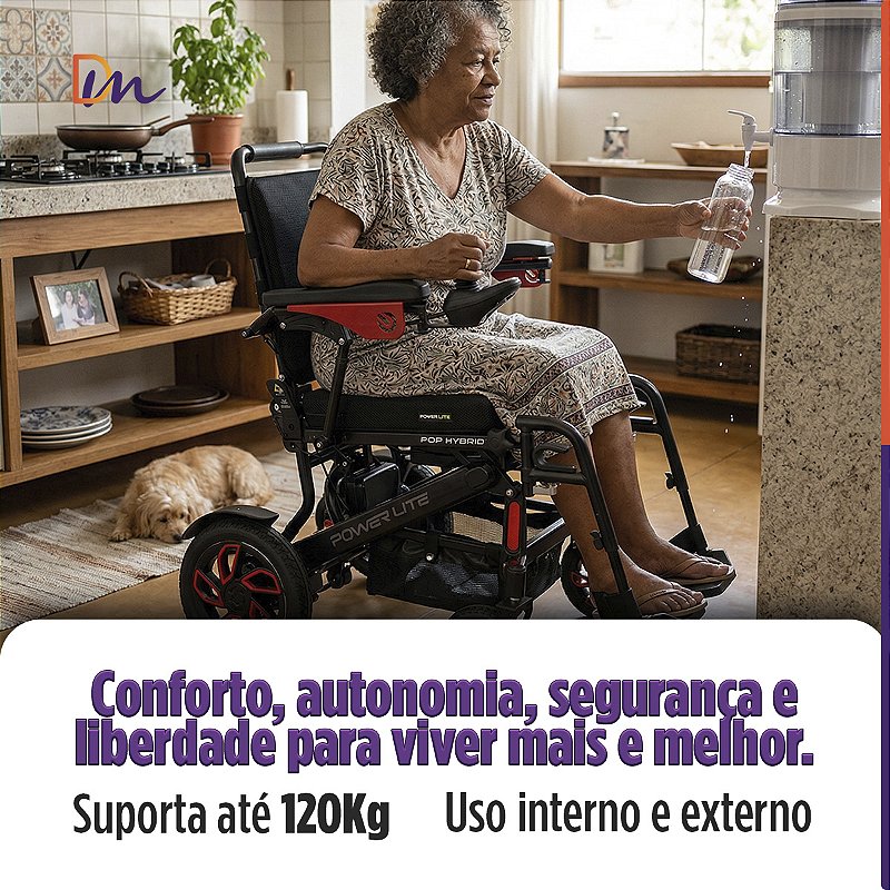 Cadeira de Rodas Motorizada New Pop Hybrid Até 120Kg - Power Lite