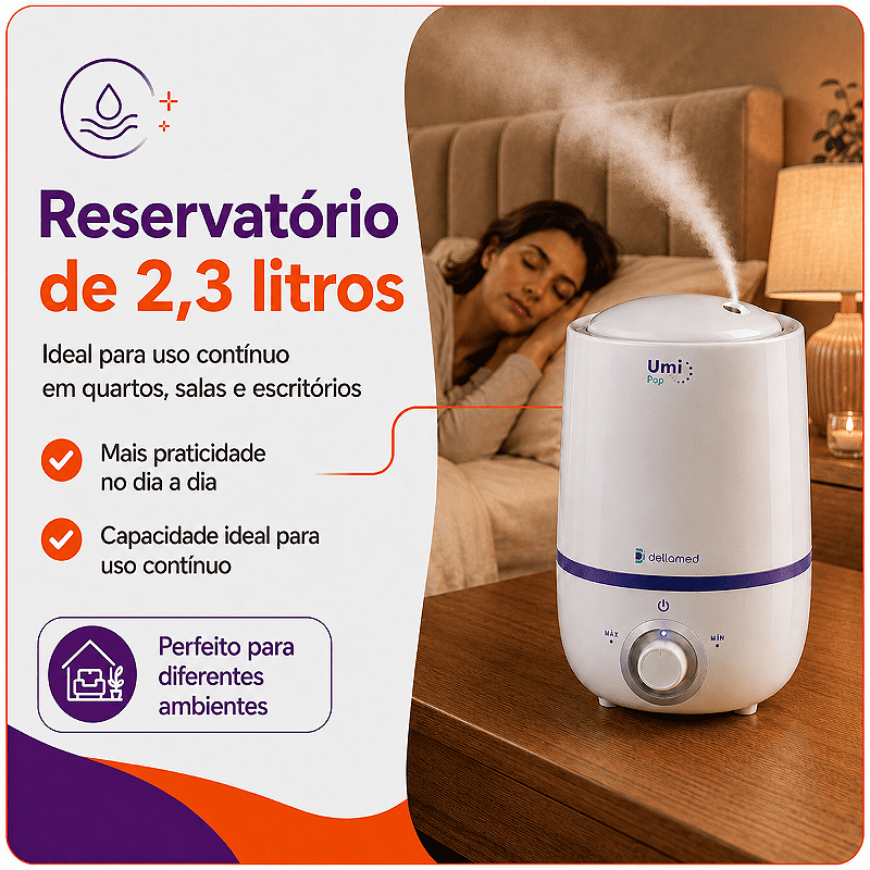 Umidificador De Ar Ultrassônico Umi Pop Health 2,3L - Dellamed