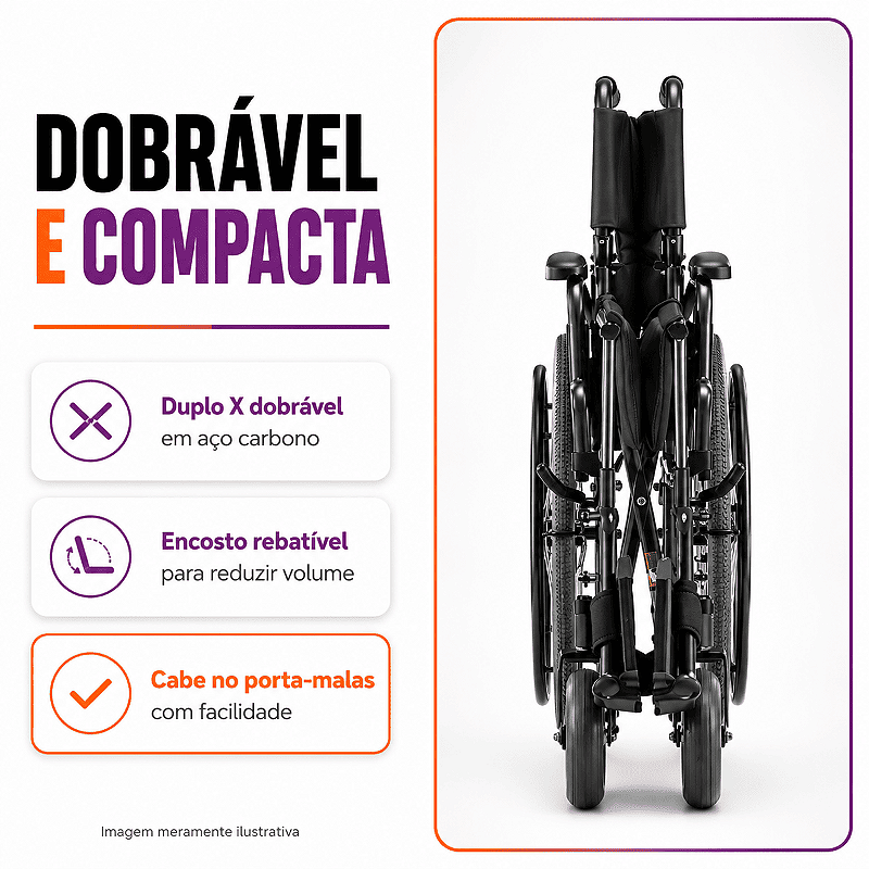 Cadeira De Rodas Modelo D400 + Apoio de Cabeça - Dellamed