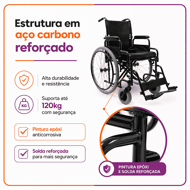 Cadeira De Rodas Modelo D400 + Apoio de Cabeça - Dellamed