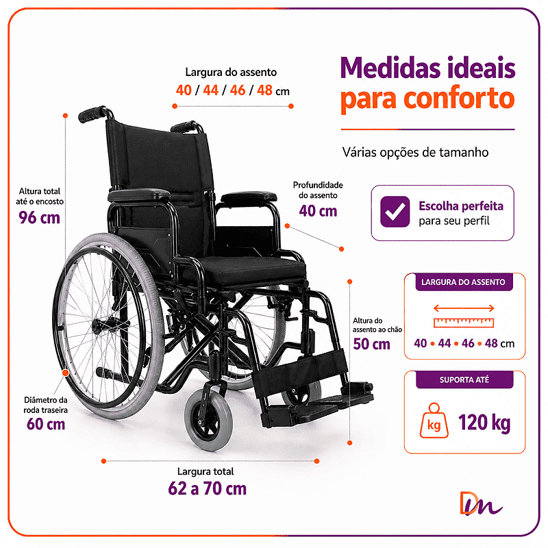 Cadeira De Rodas Modelo D400 + Apoio de Cabeça - Dellamed