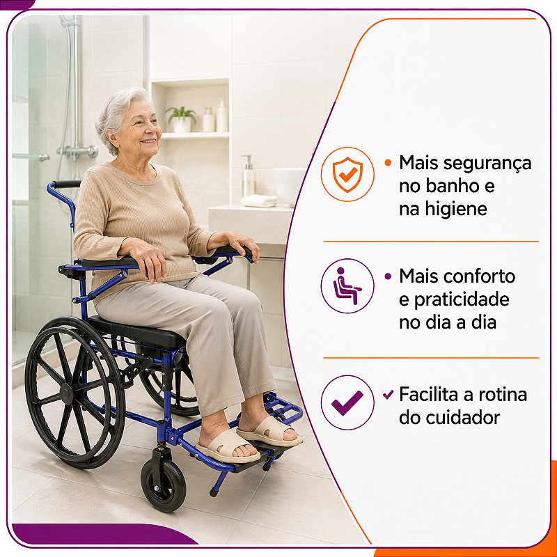 Cadeira de Banho D70 Até 200 Kg Em Alumínio - Dellamed - Outlet