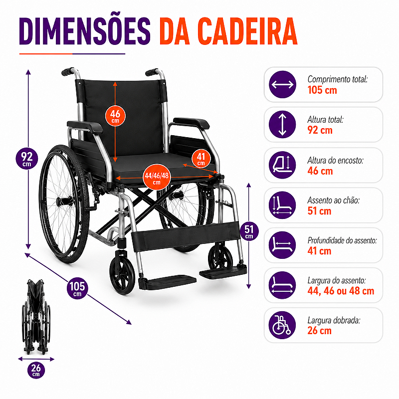 Cadeira De Rodas Basic + Almofada - Hidrolight 44 - Outlet