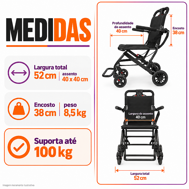 Cadeira de Rodas de Trânsito PRO6000 - Health Clean