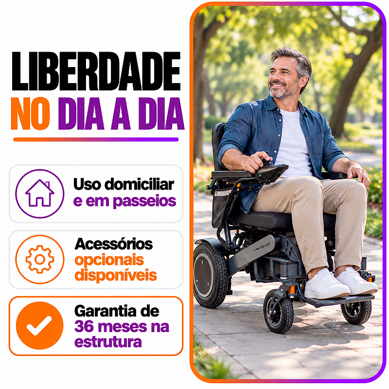 Cadeira de Rodas Motorizada Premium Pro CM03 até 150kg - Hidrolight