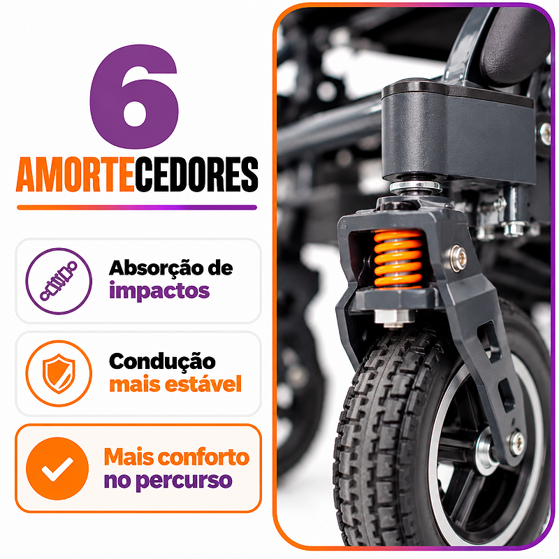 Cadeira de Rodas Motorizada Premium Pro CM03 até 150kg - Hidrolight