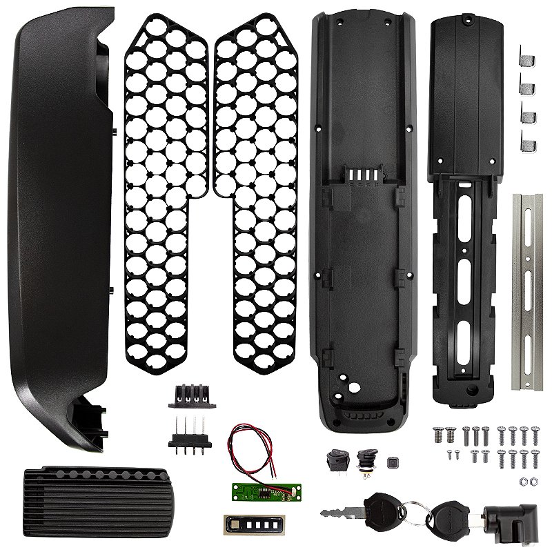Caixa de Bateria E-Bike 48V para 52 Células com Chave Preto