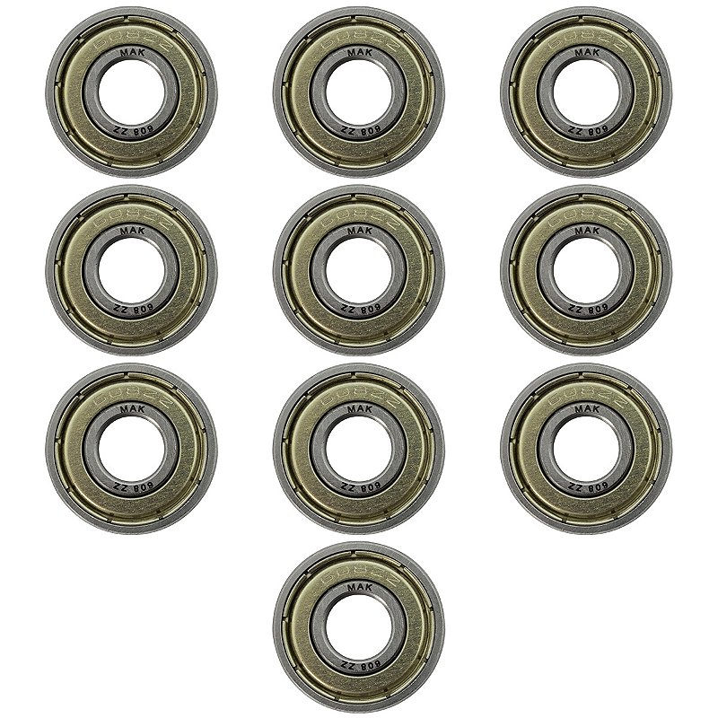 Kit 10 Rolamento 608-zz Rígido de Esfera Prata - Azupa Store
