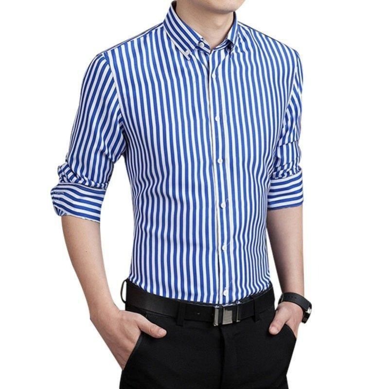 Camisa listrada azul Clearance