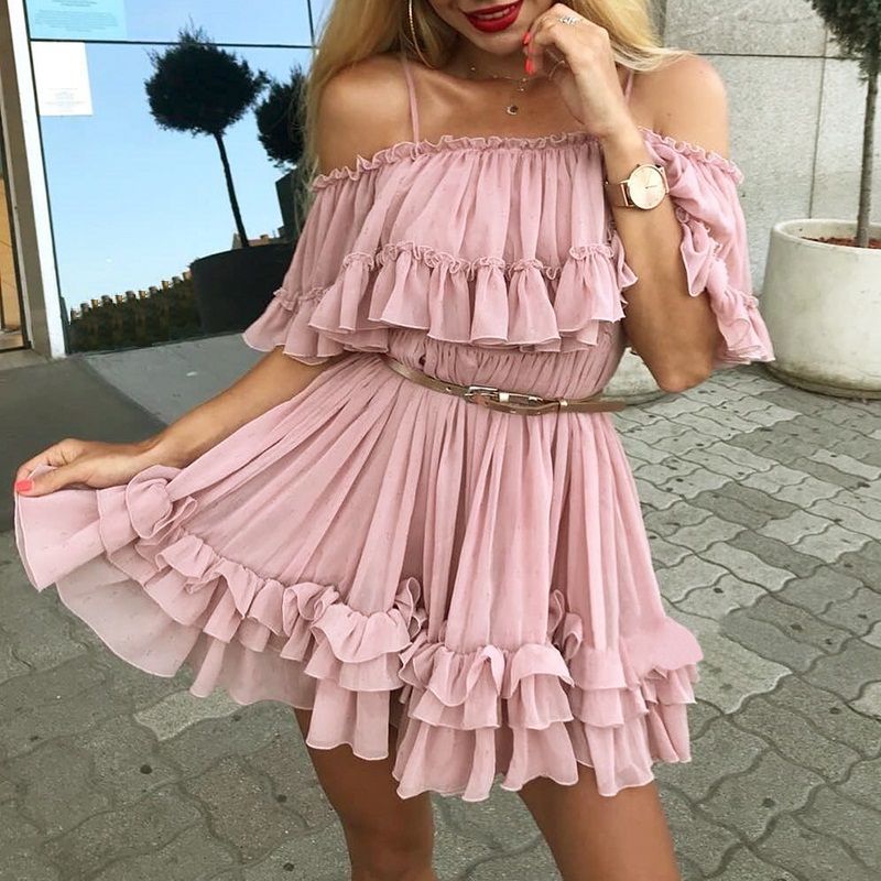 Resultado de imagem para vestido plissado com babado