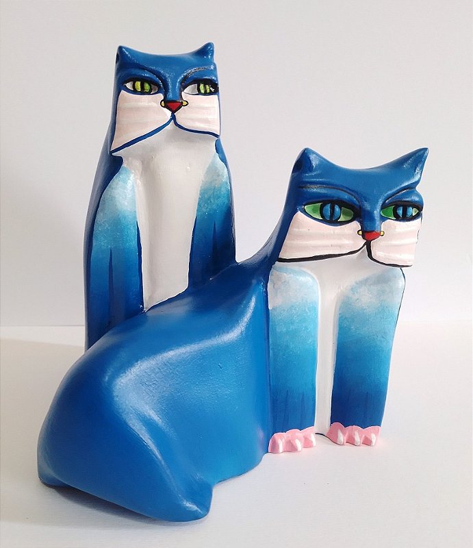 Escultura Gatos Azuis