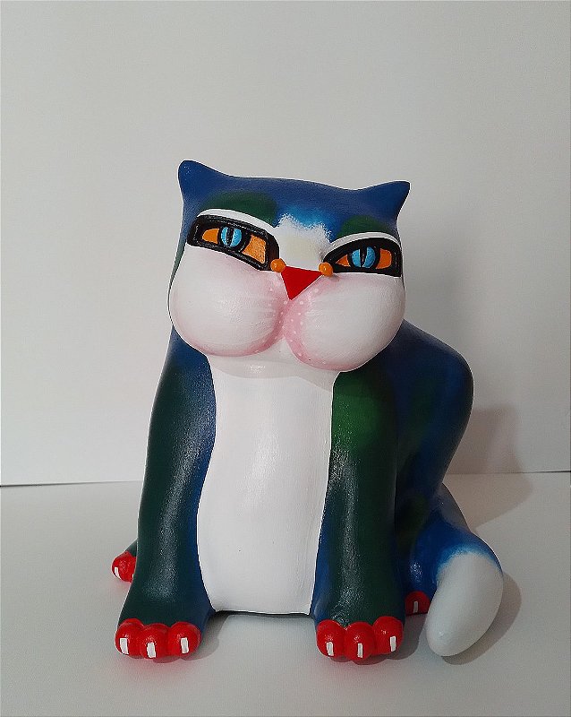 Escultura Gato Azul/Everdeado