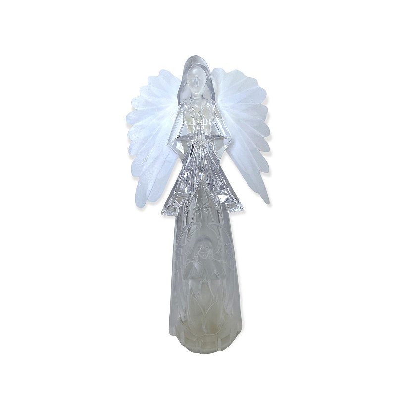 silver glass light up angel