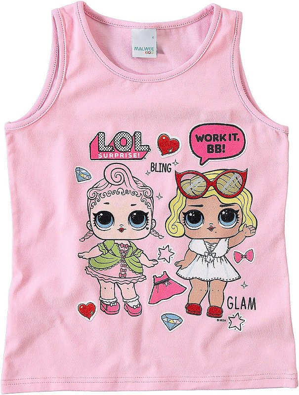 Blusa Regata Infantil Menina LOL Rosa Malwee AmoPersonagem