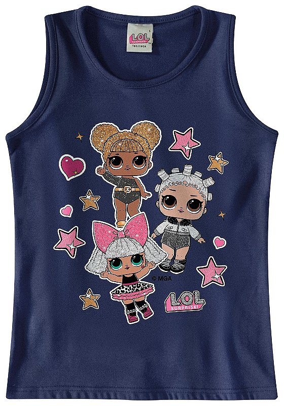 Blusa Regata Infantil Menina LOL Azul Marinho Malwee AmoPersonagem